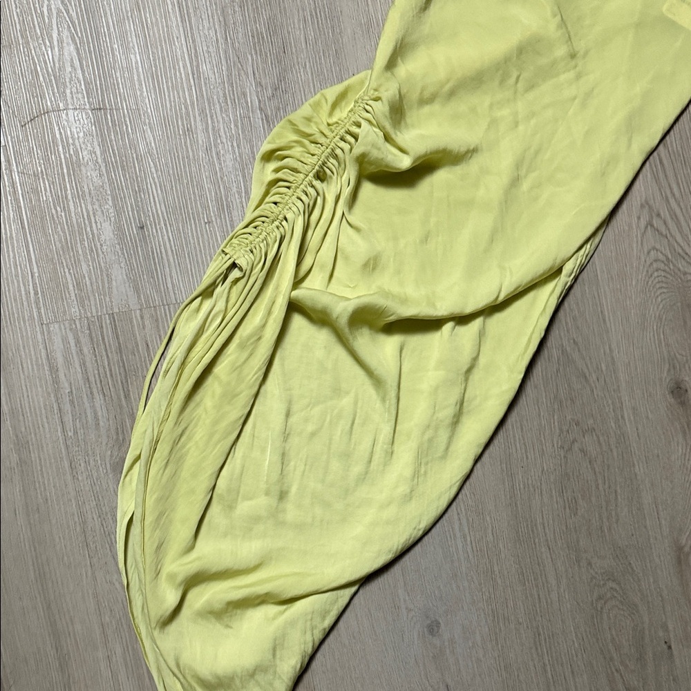 NWT Free People Square Neck Ruched Sexy Yellow Midi Dress - Picture 3 of 6